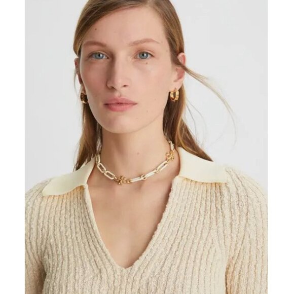 NEW!! Tory Burch Black and Gold Roxanne Necklace and Bracelet Set - Picture 3 of 6